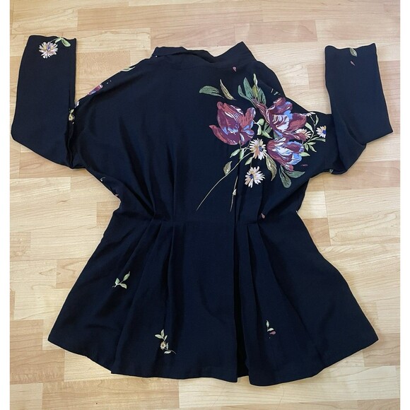 Free People Gemma Black Floral Mini Dress Size Medium - Picture 5 of 11